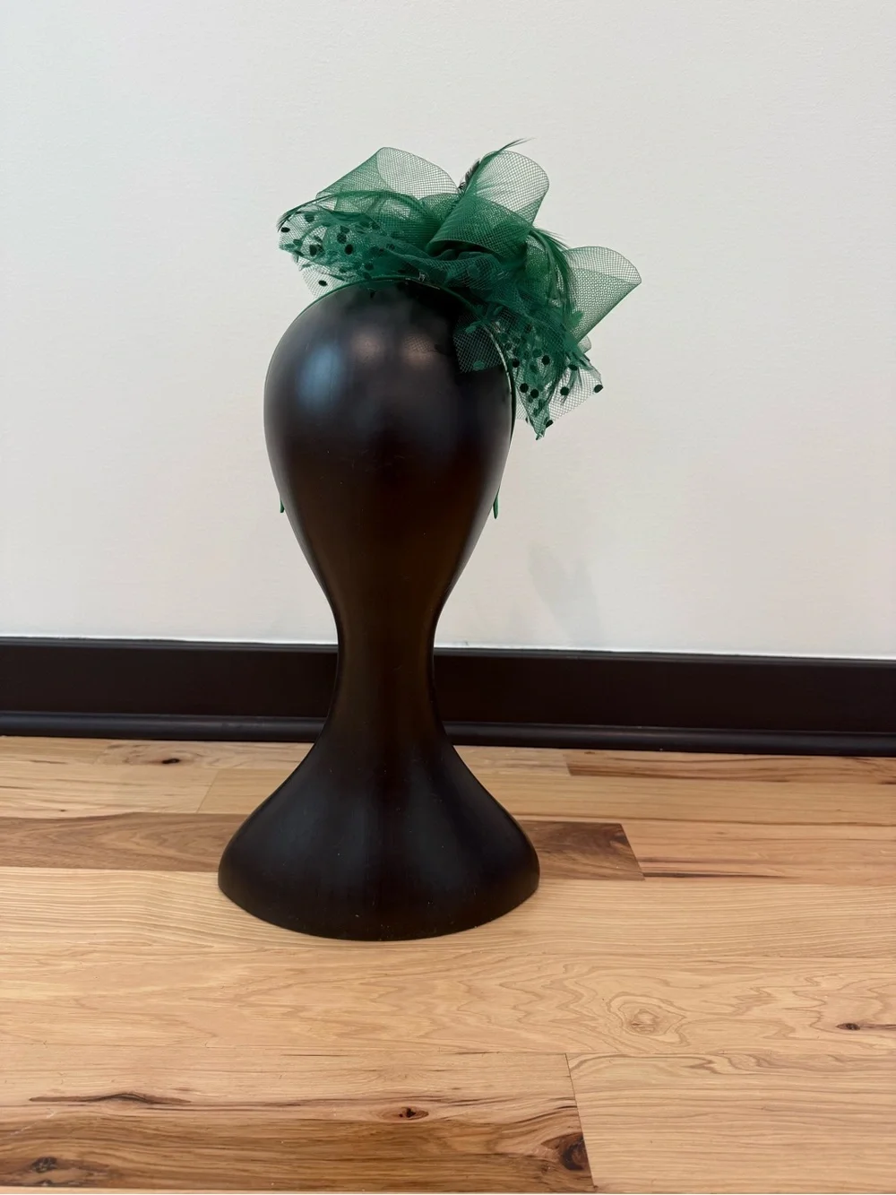 Emerald Green Feather & Mesh Fascinator Headband